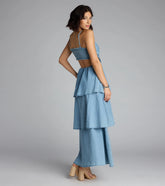 Ruffle Realness Denim Cutout Maxi Dress